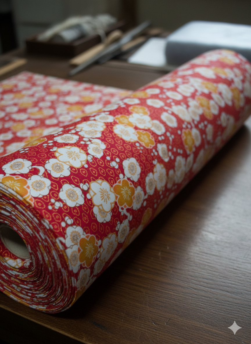 V&A Museum Collection Japanese Serenity fabric lampshade.