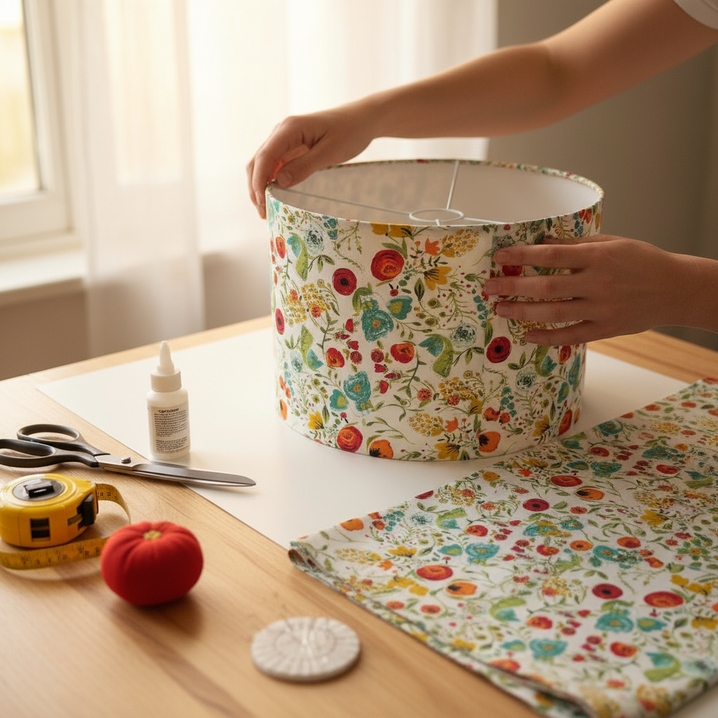 Floral cottage style fabric lampshade