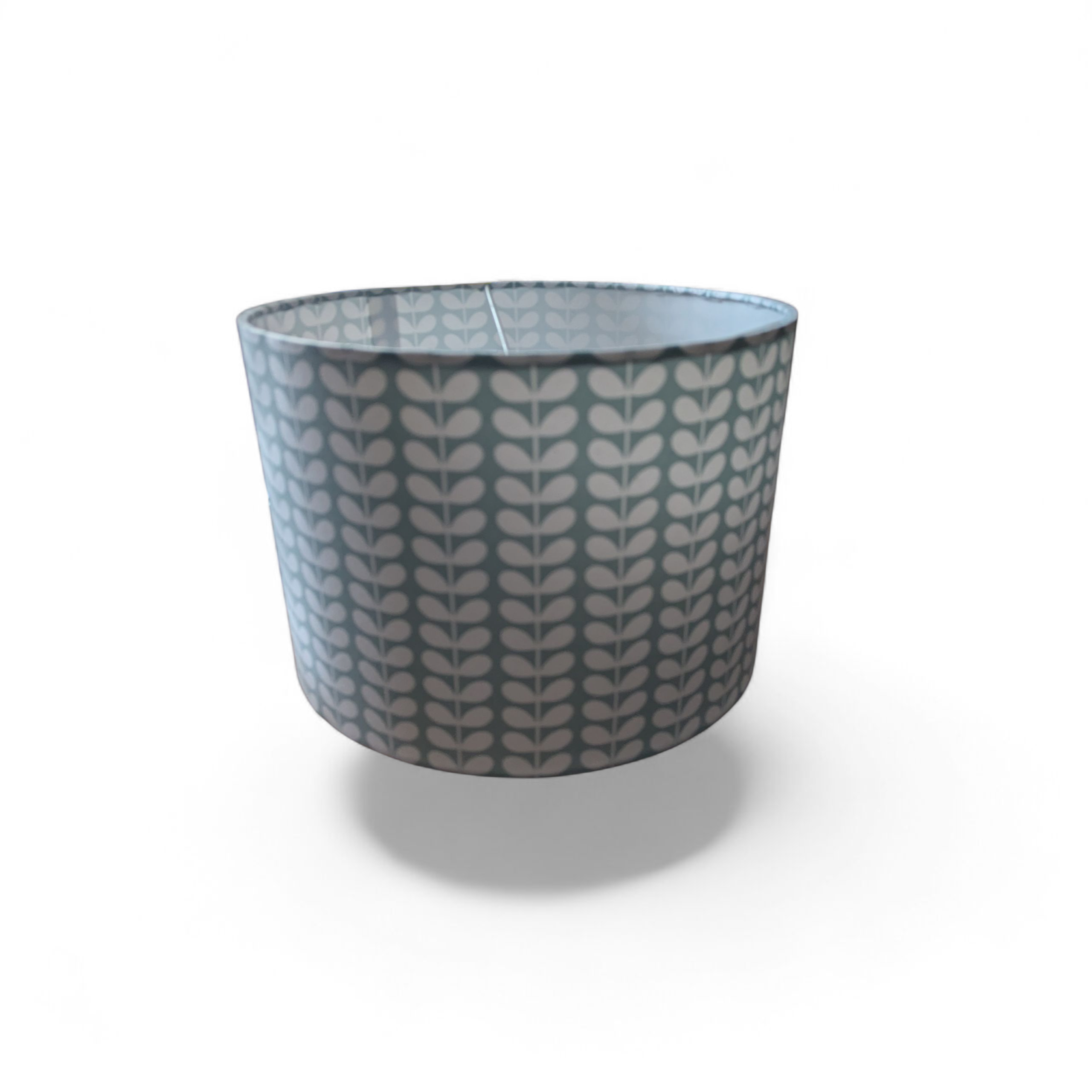 Orla Kiely blue/grey tiny stem fabric lampshade.