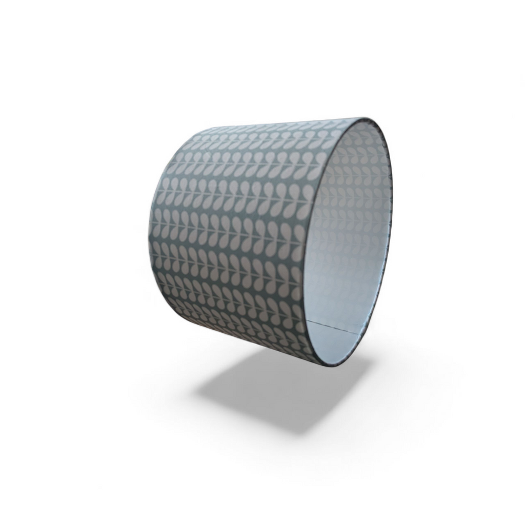 Orla Kiely blue/grey tiny stem fabric lampshade.