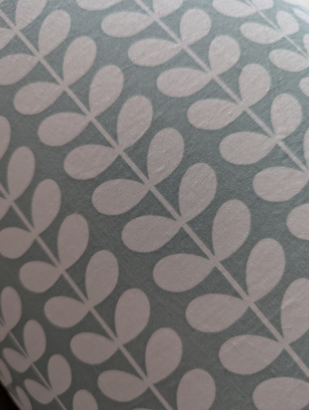 Orla Kiely blue/grey tiny stem fabric lampshade.