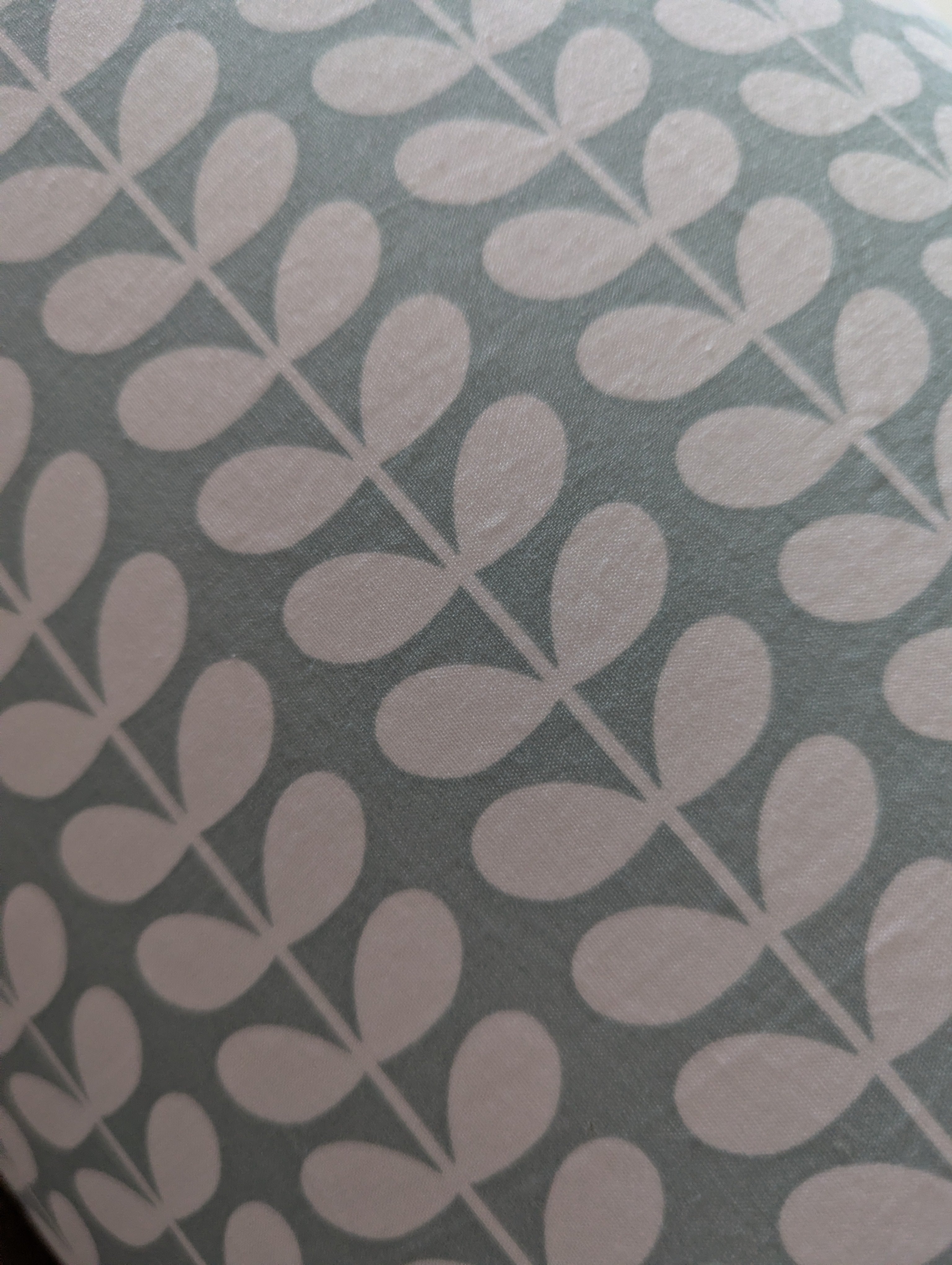 Orla Kiely blue/grey tiny stem fabric lampshade.