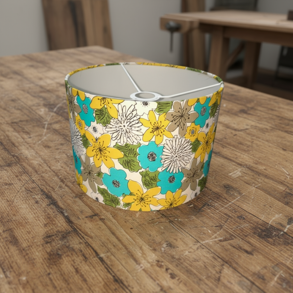Mid century floral fabric lampshade